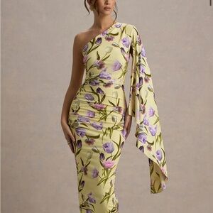 Elegant One-Shoulder Floral Dress